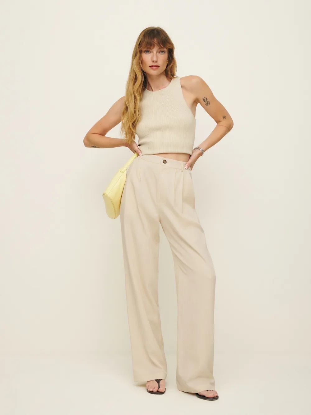 Reformation Mason Pant, size 2, oyster, like new - Picture 2 of 12
